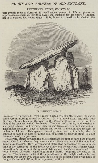 Trethevey Stone, Cornwall (gravür) by English School