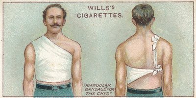 Göğüs için Üçgen Bandaj, no. Willss Cigarettes kartlarının İlk Yardım serisinden 37, 1913 by English School