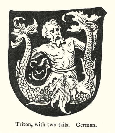 Triton, iki kuyruklu, Almanca (gravür) by English School