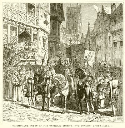 Mary I altında Londra'ya Katolik Piskoposların Muzaffer Girişi by English School