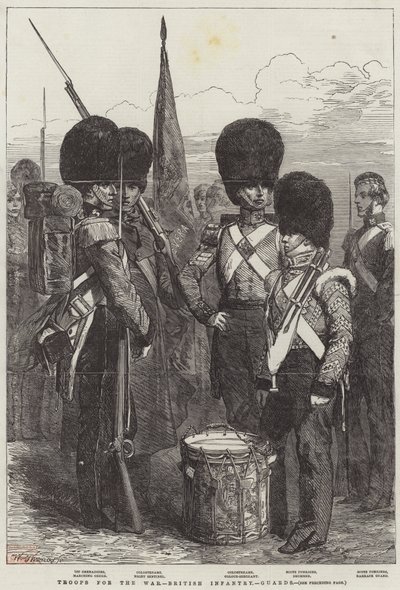 Savaş Birlikleri, İngiliz Piyade, Muhafızlar (gravür) by English School