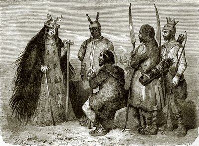 Tunguse sorceress and natives by English School