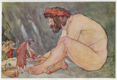 Ulysses Tepegözlere Şarap Veriyor (renkli taş) by English School