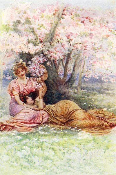 "Yeşil ağacın altında / Benimle yatmayı seven." (renkli taş baskı) by English School