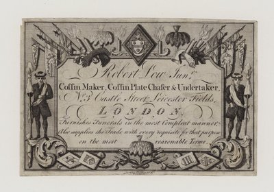 Undertakers, Robert Low Junior, ticaret kartı by English School