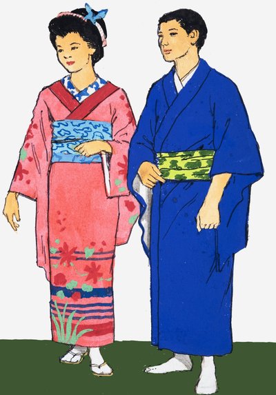 Japon erkek ve kadının tanımlanamayan resmi by English School