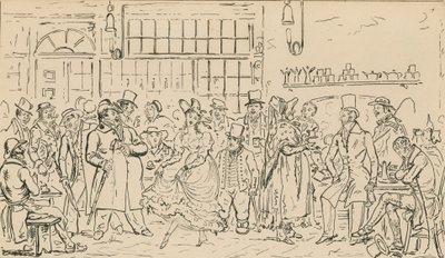 Muhtemelen Cock and Hen Club ile ilgili tanımlanamayan sahne by English School