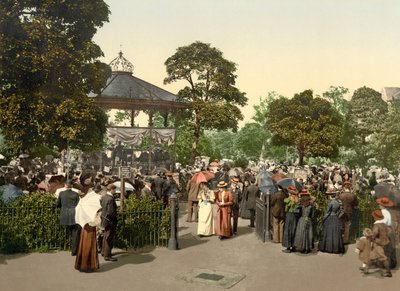 Valley Gardens, Harrogate, pub. 1900 (renkli taşbaskı) by English School