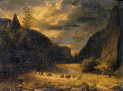 Vadi Manzarası, c.1850 (panel üzerine yağlıboya) by English School