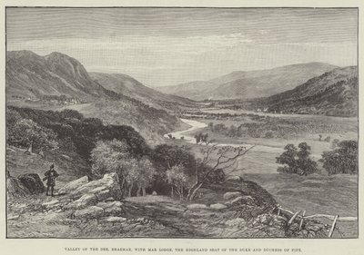 Dee Vadisi, Braemar, Mar Lodge, Fife Dükü ve Düşesi Highland Koltuk (gravür) by English School
