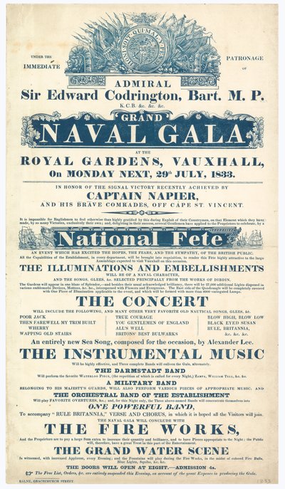 Vauxhall Bahçeleri, Büyük Deniz Galası, Amiral Sir Edward Codrington by English School