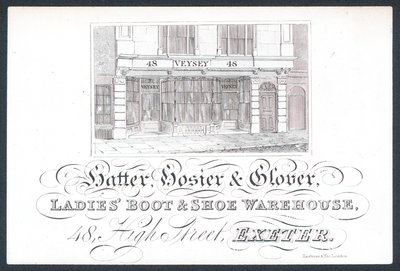 Veysey, şapkacı, çorap ve eldiven, ticari kart by English School