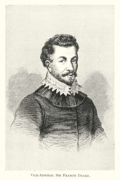 Koramiral Sir Francis Drake (gravür) by English School