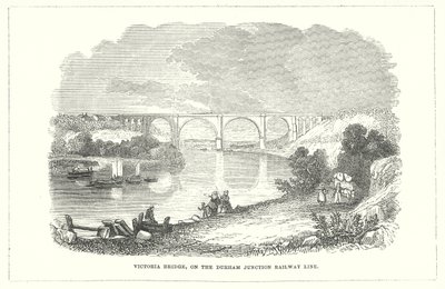 Victoria Köprüsü, Durham Junction Demiryolu Hattı üzerinde (gravür) by English School
