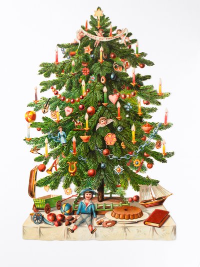 Viktorya dönemi Noel kartı, c.1880 (kağıt hurda kabartması) by English School