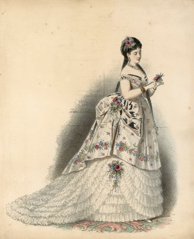 Viktorya dönemi moda plakası (renkli gravür) by English School