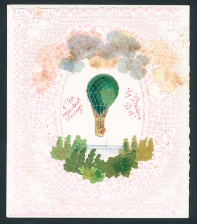 Victoria tebrik kartı - balon postası ile önemli bir mesaj (chromolitho) by English School
