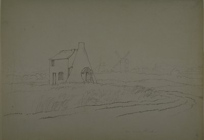Nine Elms yakınında görünüm, Vauxhall, c.1810 (kağıt üzerine kurşun kalem) by English School