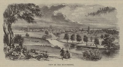 Eski Manchester görünümü (gravür) by English School