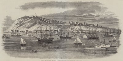 Kuzey Amerika, Quebec Şehri, Kalesi ve Limanının Görünümü (gravür) by English School