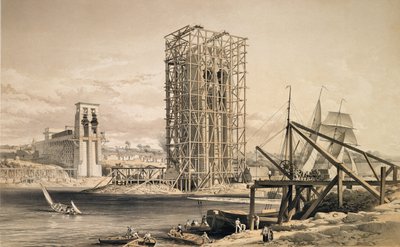 Britannia Tubular Bridge inşaatının görünümü by English School