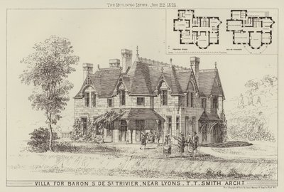 Lyon yakınında Baron S de St Trivier için villa (gravür) by English School
