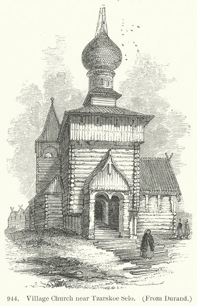 Tzarskoe Selo yakınlarındaki Köy Kilisesi (gravür) by English School