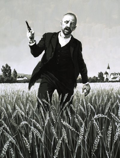Vincent Van Gogh bir buğday tarlasında ölümüne doğru yürüyor by English School