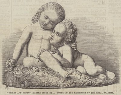 Kraliyet Akademisi Sergisinde A Munro tarafından "Violet ve Henry," Mermer Grubu (gravür) by English School