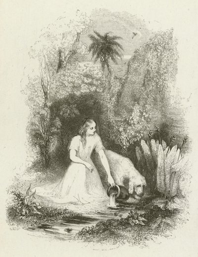 Virginia Çeşmede (gravür) by English School