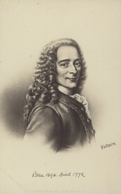 Voltaire (1694-1778), Fransız yazar, filozof ve oyun yazarı (lito) by English School