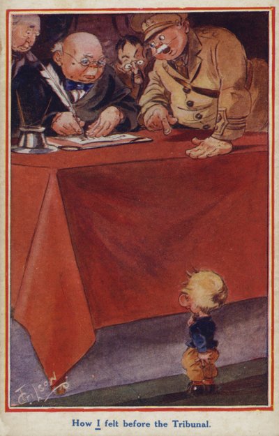 Vicdani retçinin 1. Dünya Savaşı karikatür propaganda kartpostalı by English School