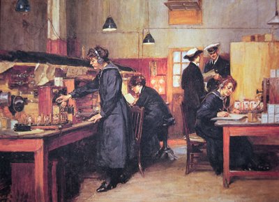 Birinci Dünya Savaşı kadın radyo ve Kraliyet Donanması telefon operatörleri (renkli taş) by English School