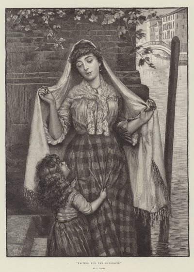 Gondolcuyu Beklerken (gravür) by English School