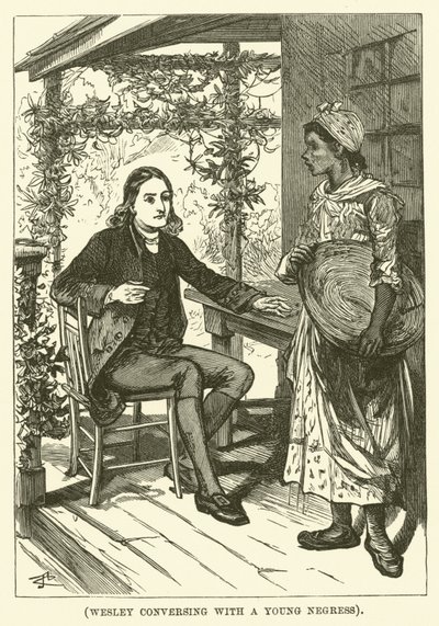 Wesley genç bir zenci ile sohbet ederken (gravür) by English School