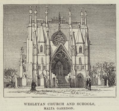 Wesleyan Kilisesi ve Okulları, Malta Garnizonu (gravür) by English School