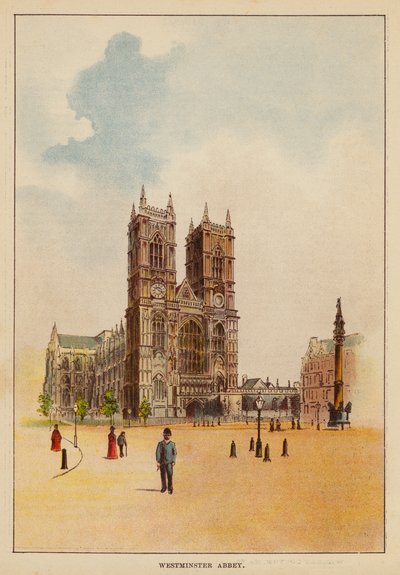 Westminster Abbey (renkli lito) by English School