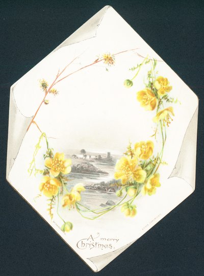Yabani sarı güller ve ülke sahnesi, Noel Kartı by English School