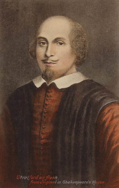 William Shakespeare (c1564-1616), İngiliz oyun yazarı ve şair (renkli taş baskı) by English School