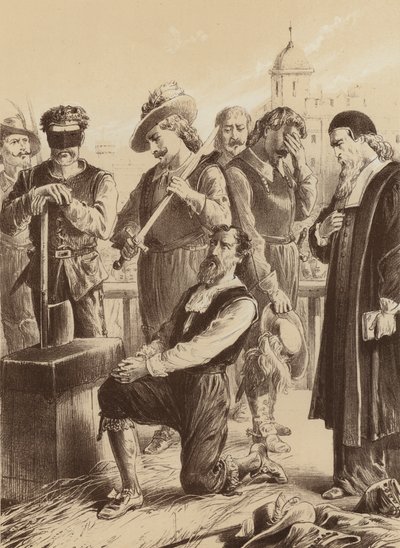 William Viscount Stafford, "Bloğun önünde diz çöktü" (lito) by English School