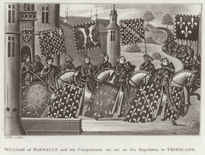 Haynault'lu William ve Yoldaşları, Friesland'a Seferi için yola çıktılar. by English School