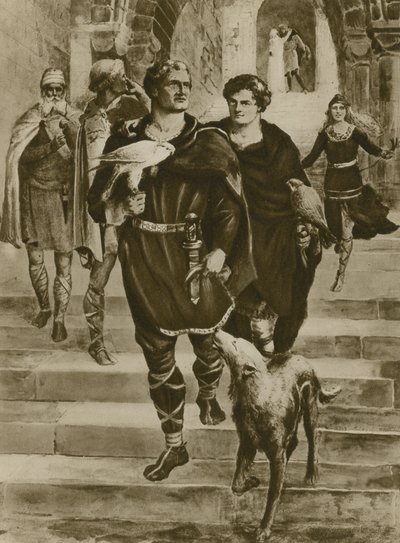 William the Conqueror bir avlanmaya gidiyor (gravür) by English School
