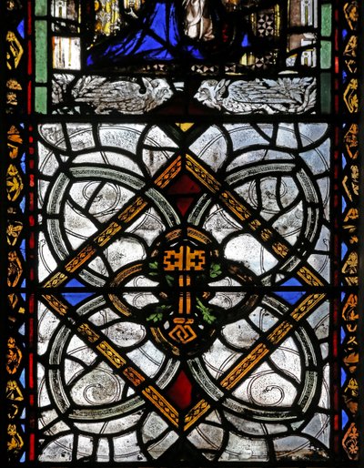 Grisaille ve St Peter amblemini gösteren n4 penceresi by English School