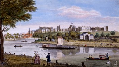 Thames Nehri'nin karşısından Windsor Kalesi, c.1760'lar (el boyaması gravür) by English School