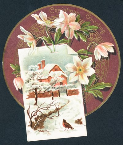 Yazlık ve robin ile kış sahnesi, Noel Kartı by English School