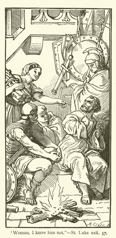 "Kadın, onu tanımıyorum", St Luke, xxii, 57 (gravür) by English School