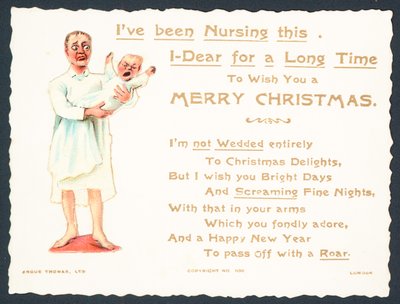 Çığlık atan bebek, Noel kartı tutan kadın by English School
