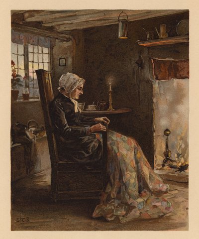 Kırkyama yorgan diken kadın (kromolito) by English School