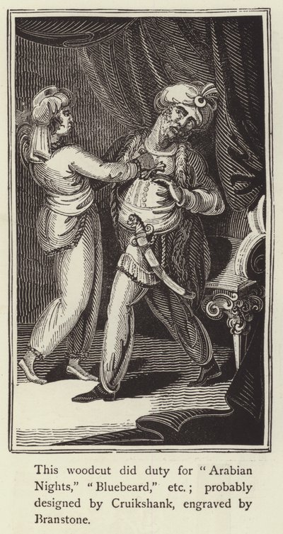 Binbir Gece Masalları, Bluebeard vb. için görev yapan gravür (gravür) by English School