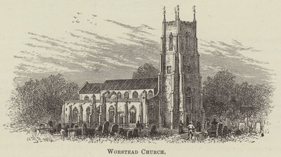 Worstead Kilisesi (gravür) by English School